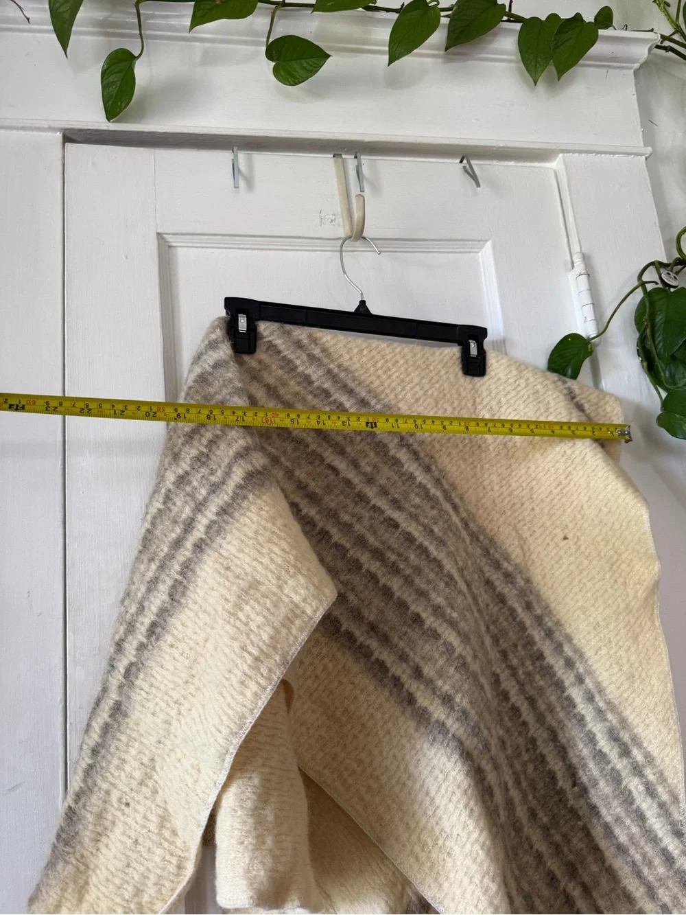 Neutral Striped Knit Shawl scarf  - Cream and Gray Alatoss Icewool